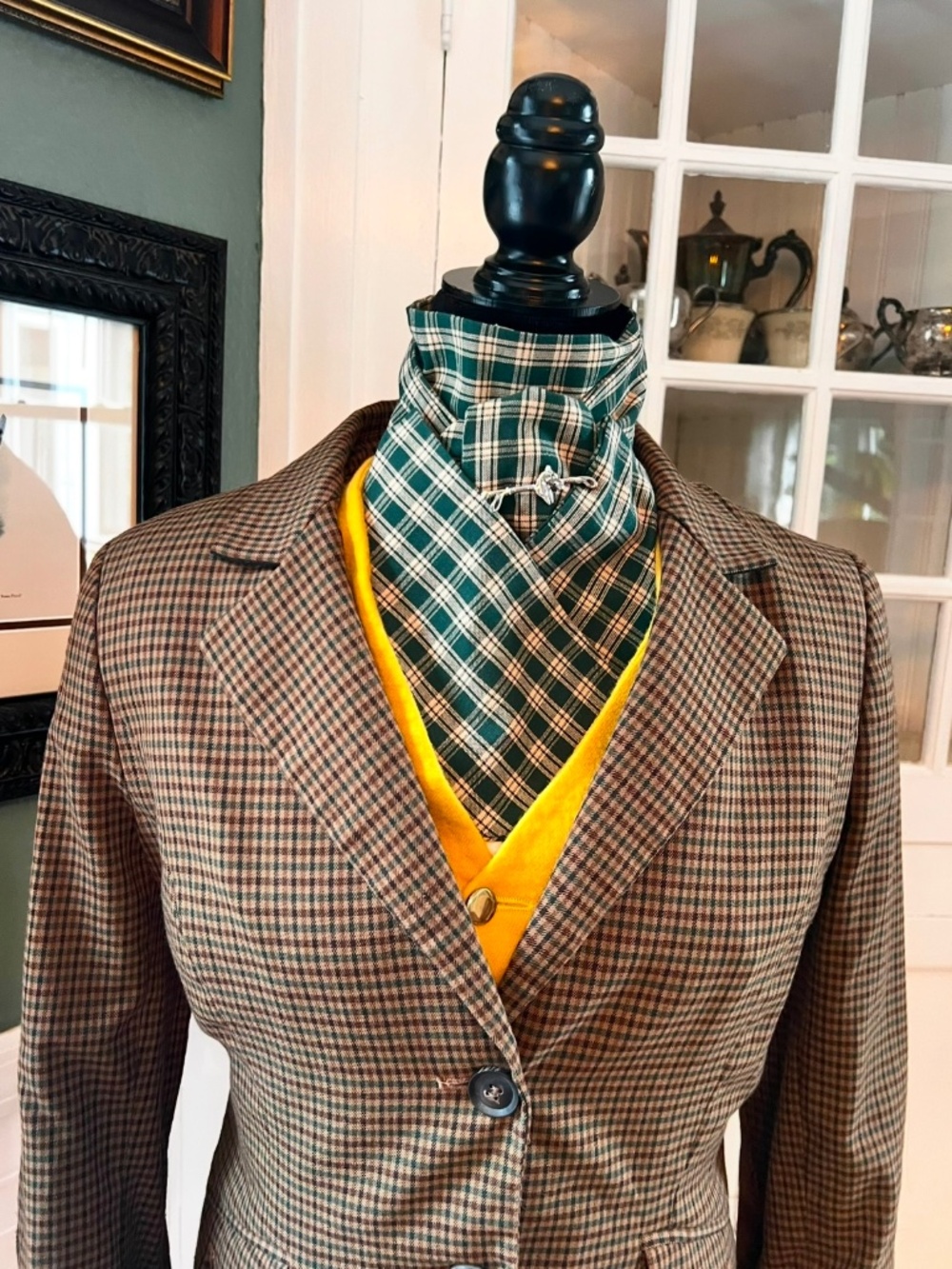Green plaid stock tie